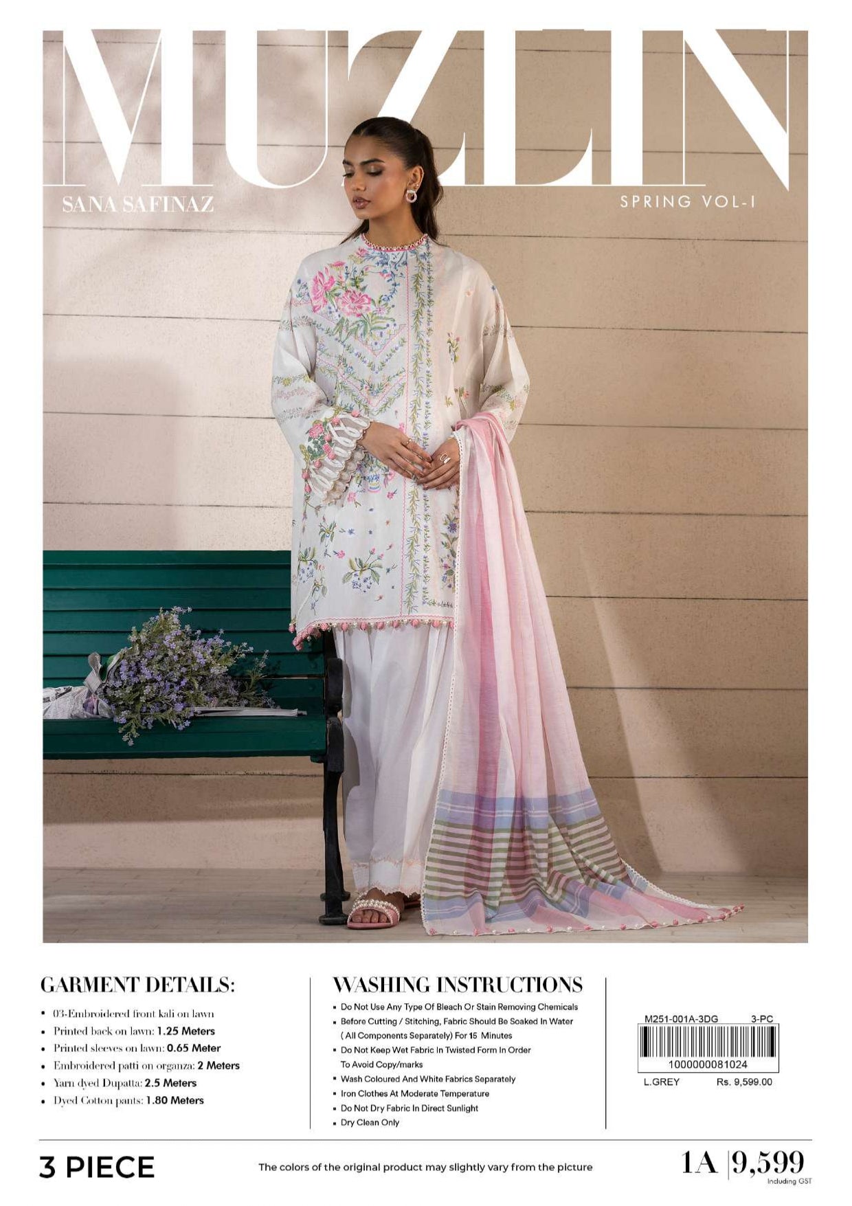 Sana Safinaz Muzlin Spring Vol 1 2024 3 Pcs 1A