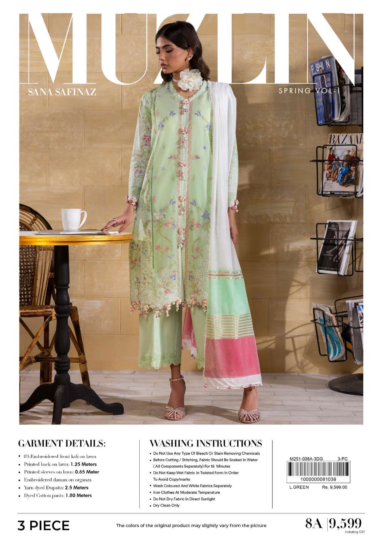 Sana Safinaz Muzlin Spring Vol 1 2024 3 Pcs 8A