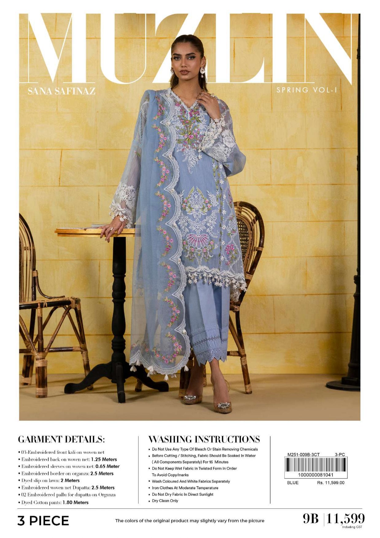 Sana Safinaz Muzlin Spring Vol 1 2024 3 Pcs 9B