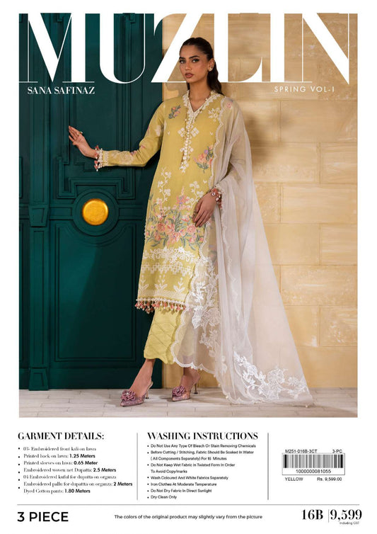 Sana Safinaz Muzlin Spring Vol 1 2024 3 Pcs 16B