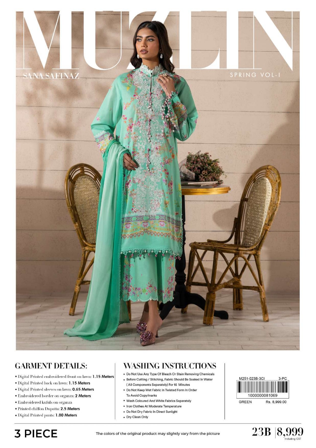 Sana Safinaz Muzlin Spring Vol 1 2024 3 Pcs 23B