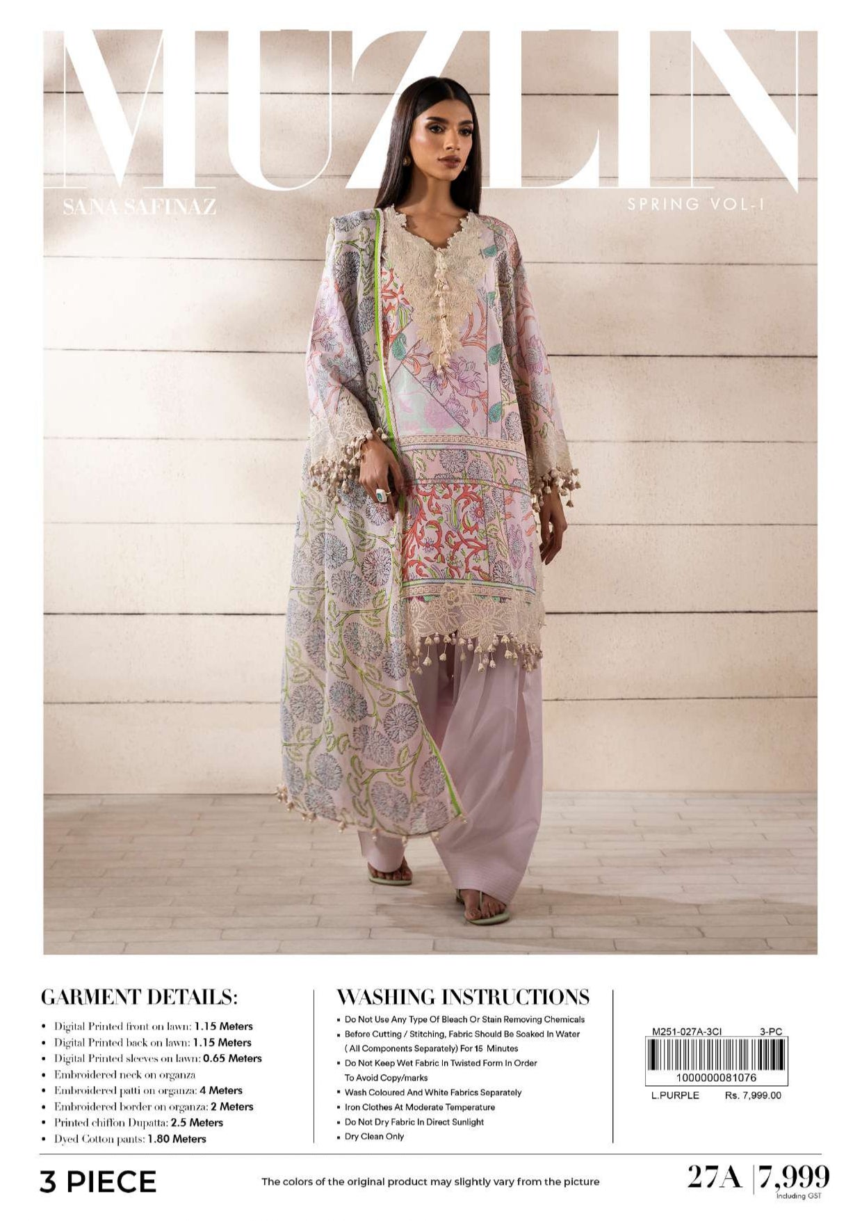 Sana Safinaz Muzlin Spring Vol 1 2024 3 Pcs 27A