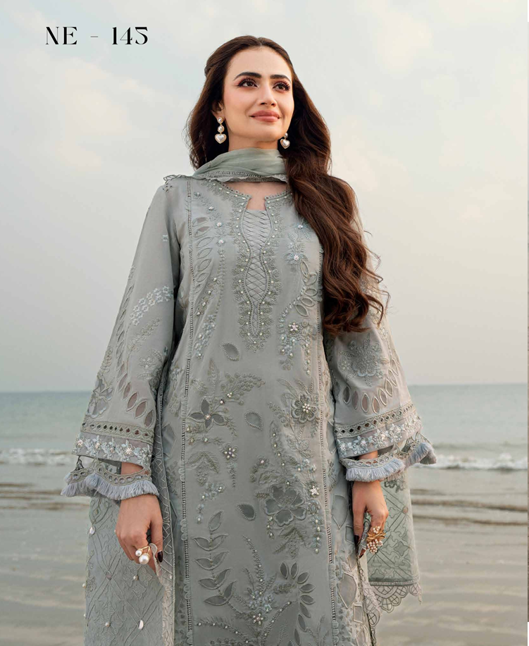 Nureh Khuwab Embroidered Swiss Lawn Unstitched 3 Piece Suit NE-145