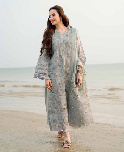 Nureh Khuwab Embroidered Swiss Lawn Unstitched 3 Piece Suit NE-145