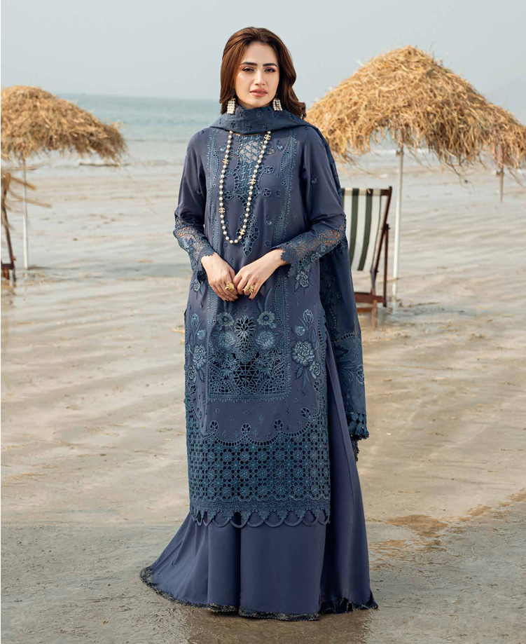 Nureh Khuwab Embroidered Swiss Lawn Unstitched 3 Piece Suit NE-146