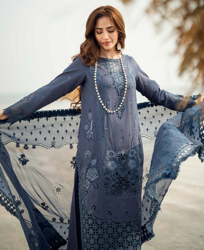 Nureh Khuwab Embroidered Swiss Lawn Unstitched 3 Piece Suit NE-146