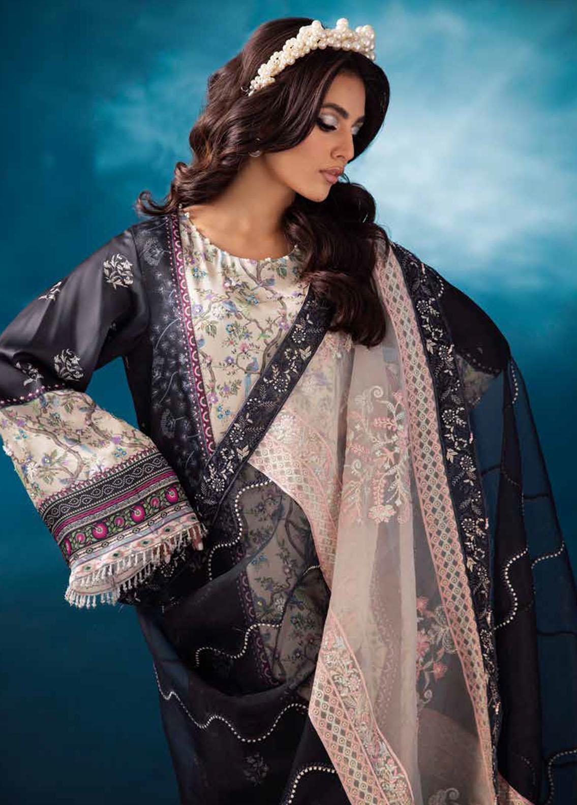 Secretoria By Nureh Embroidered Silk Suits 2024 S-07 Cosmia