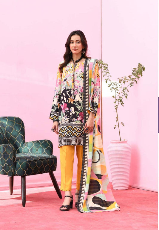 POP SPLASH Winter 3 PC UNSTITCHED PW5 (SHIRT TROUSER & DUPATTA)