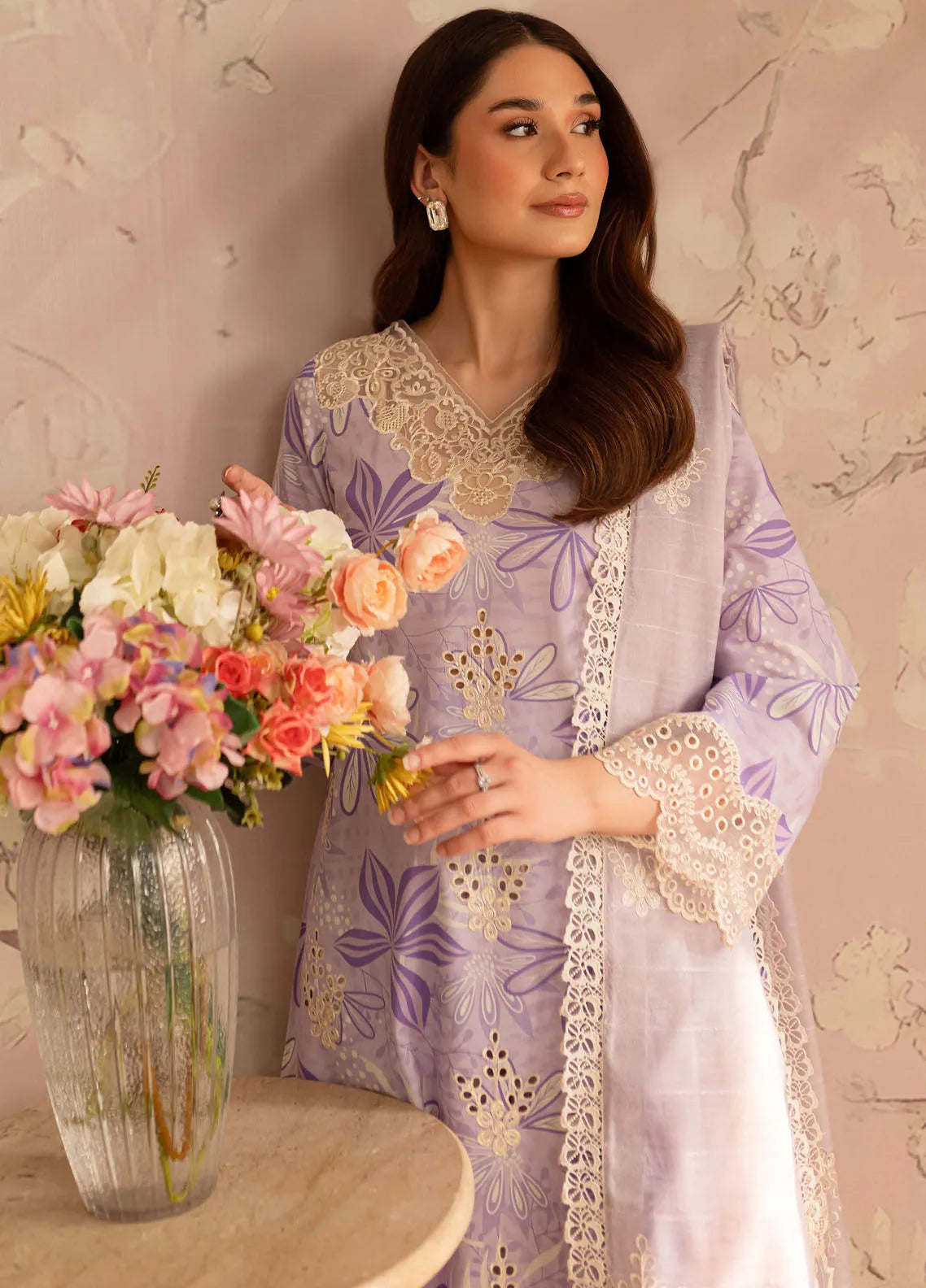 Leila by Mahnur Embroidered Summer Lawn Suits Unstitched 3 Piece - Periwinkle