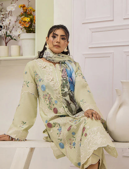 ZA Clothing Embroidered Semi Stitched Ready to Wear Lawn - Sage Glow 03