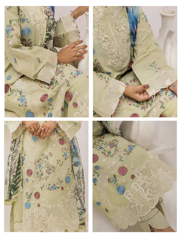 ZA Clothing Embroidered Semi Stitched Ready to Wear Lawn - Sage Glow 03