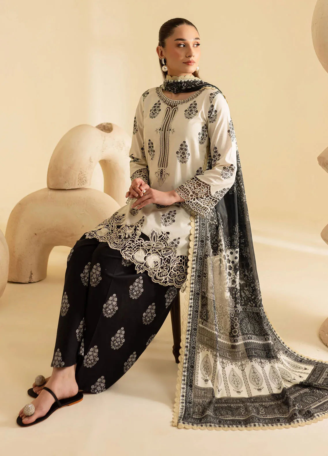 Leila by Mahnur Embroidered Summer Lawn Suits Unstitched 3 Piece - Slate