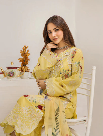 ZA Clothing Embroidered Semi Stitched Ready to Wear Lawn - Sunlit Maize 04