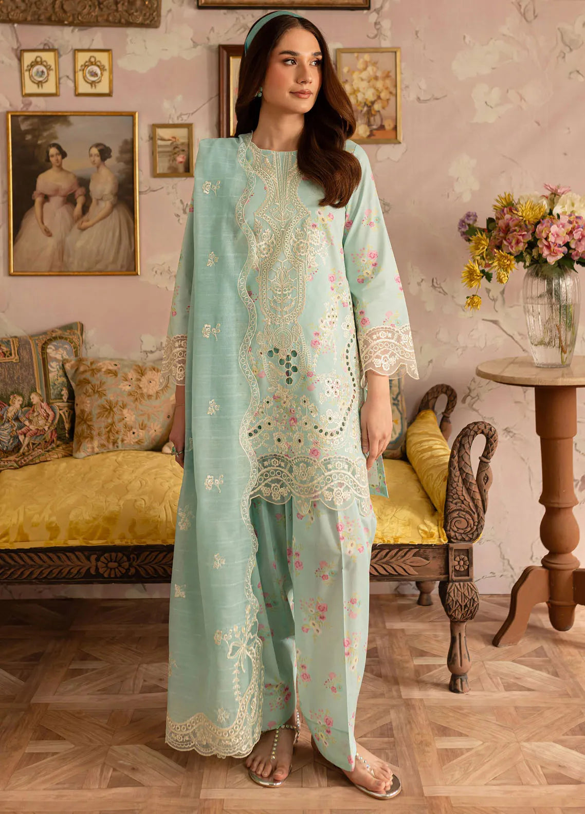 Leila by Mahnur Embroidered Summer Lawn Suits Unstitched 3 Piece - Tiffany