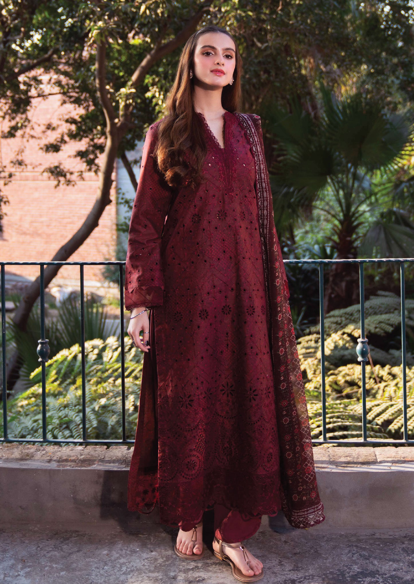 Neeshay Summer Lines Printkari Collection 25 |GARNET