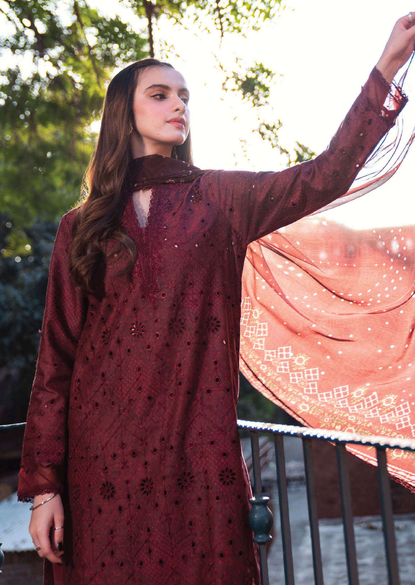 Neeshay Summer Lines Printkari Collection 25 |GARNET