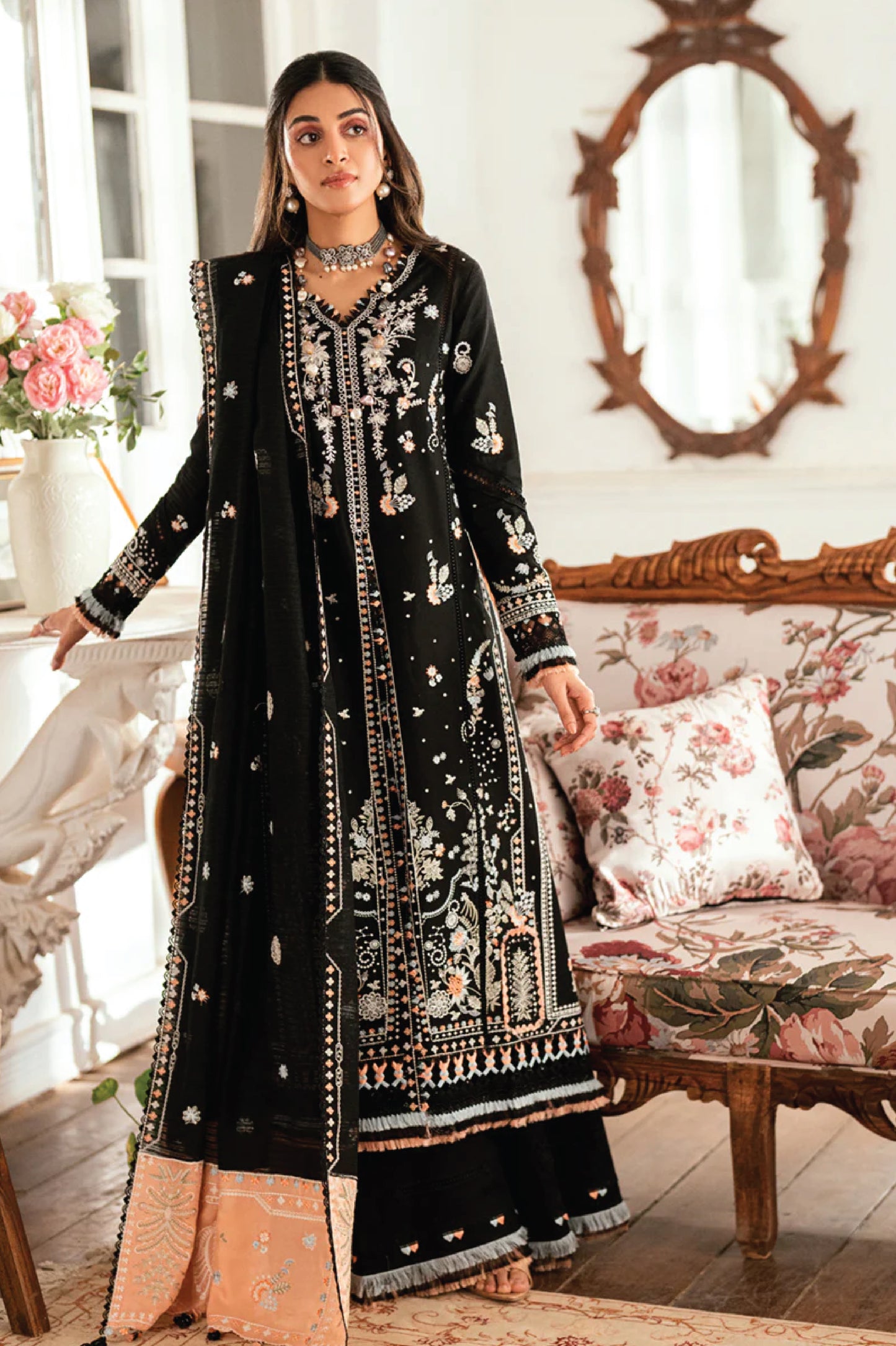 Qalamkar Luxury Lawn Eid Edit Unstitched Collection 25 | Misha