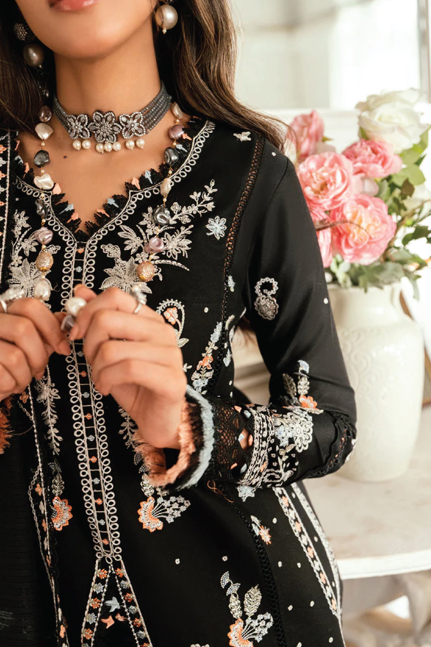 Qalamkar Luxury Lawn Eid Edit Unstitched Collection 25 | Misha