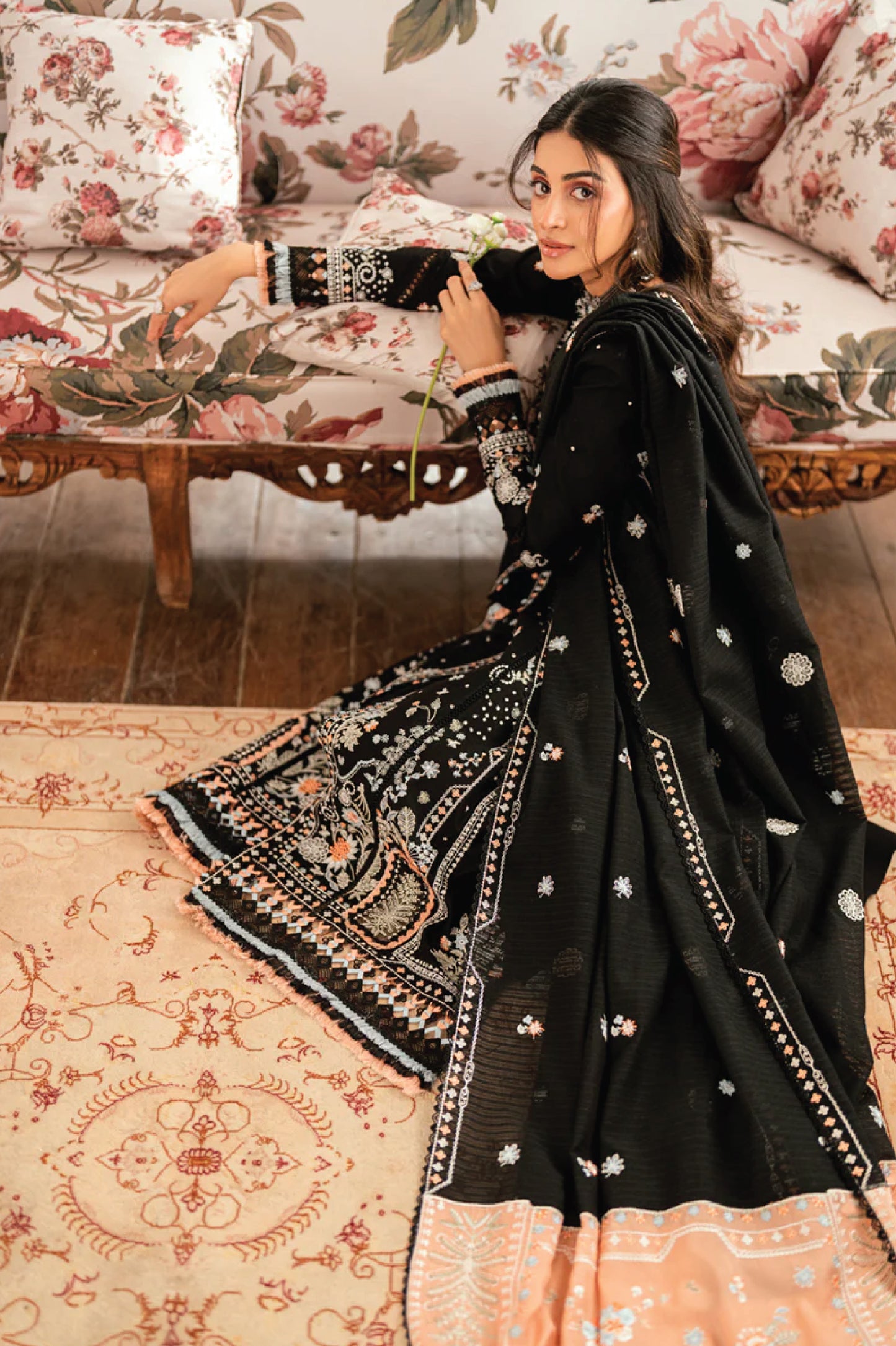 Qalamkar Luxury Lawn Eid Edit Unstitched Collection 25 | Misha