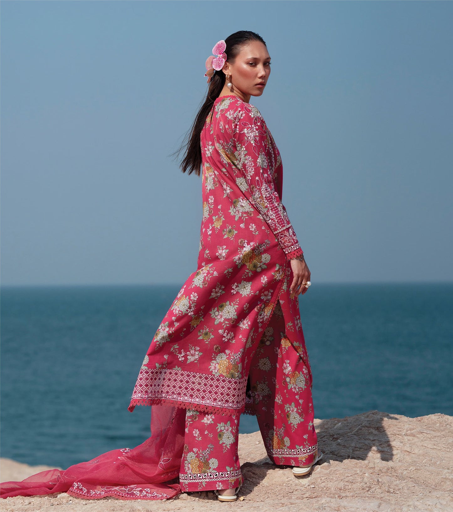 Afrozeh Summer Together Unstitched Lawnkari Vol-III-PINK RUBY