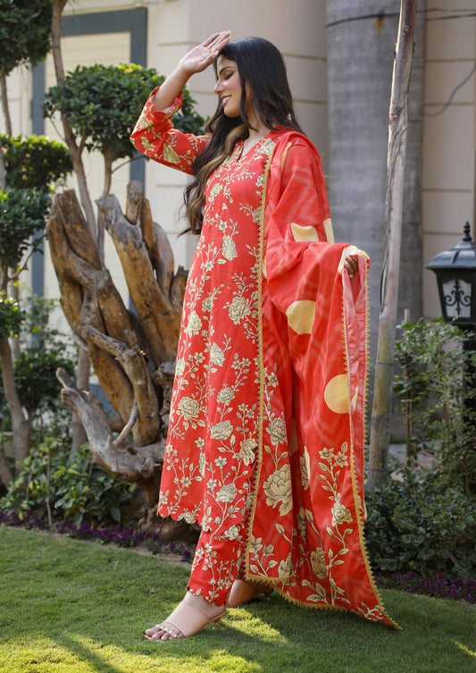 Sidra Aleem Print Series Lawn Collection 25 |ORANGE