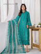 ZA Clothing Elizabeth Embroidered Semi Stitched Lawn - Teal Grace