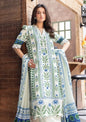 Full-length front studio look of M Basic by Elaheh Volume 4 unstitched collection code MB-ELHV4-08 white casual lawn suit with blue and green prints.
