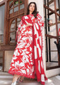 Full-length front studio profile view of M Basic by Elaheh Volume 4 unstitched collection code MB-ELHV4-12 crimson red and white floral print lawn suit.