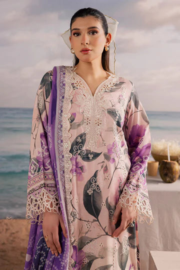 Front full look of mustard yellow embroidered lawn shirt from Nureh Gardenia luxury collection NSG216.