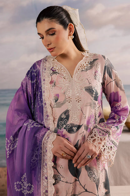 Full length styled presentation of premium Pakistani style designer lawn ensemble NSG216 by Nureh.