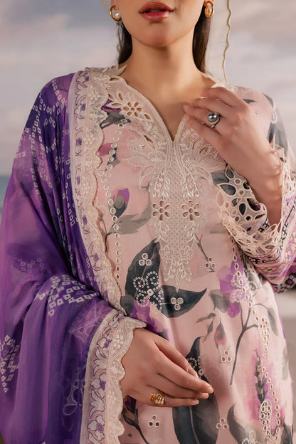 Close-up view of the premium black and vibrant floral neckline embroidery work on Nureh design NSG216.