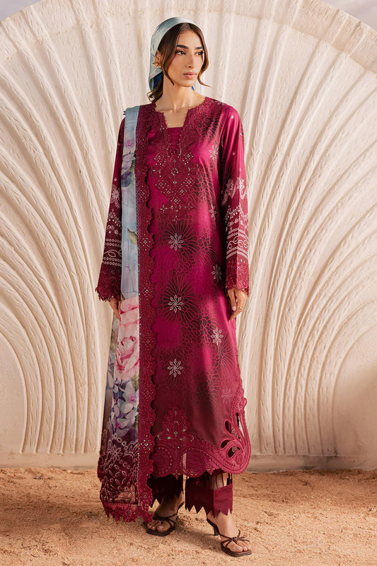 Detailed close-up portrait highlighting the fine embroidery work on the sleeves of the lawn kameez NSG219.