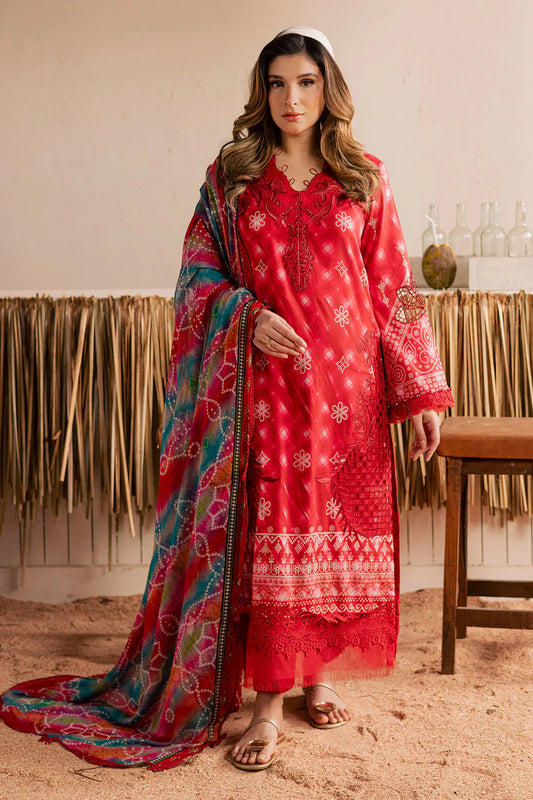 Full studio model shot of NUREH GARDENIA unstitched luxury lawn suit design NSG223 in black.