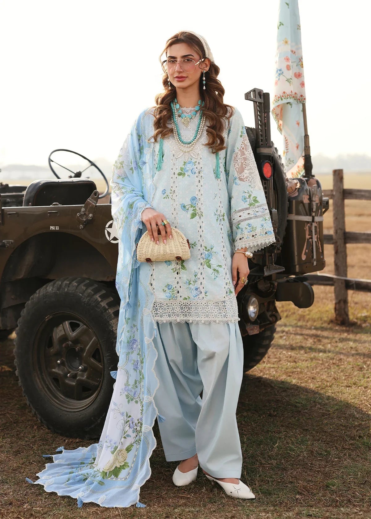 SARDINIA FESTIVE LUXURY LAWN UNSTITCHED'26| Sky Bells