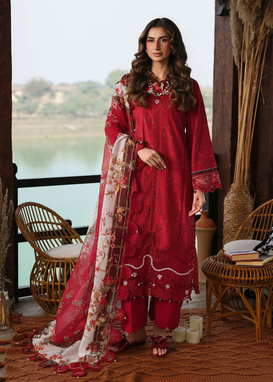 SARDINIA FESTIVE LUXURY LAWN UNSTITCHED'26| Poppy