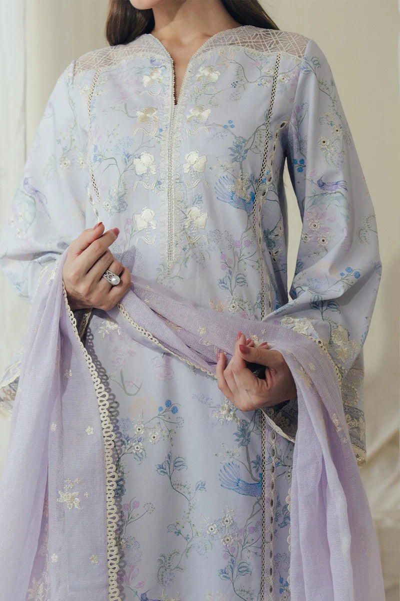 AFROZEH DAYBREAK PRINTKARI UNSTITCHED'26| DOVEMIST